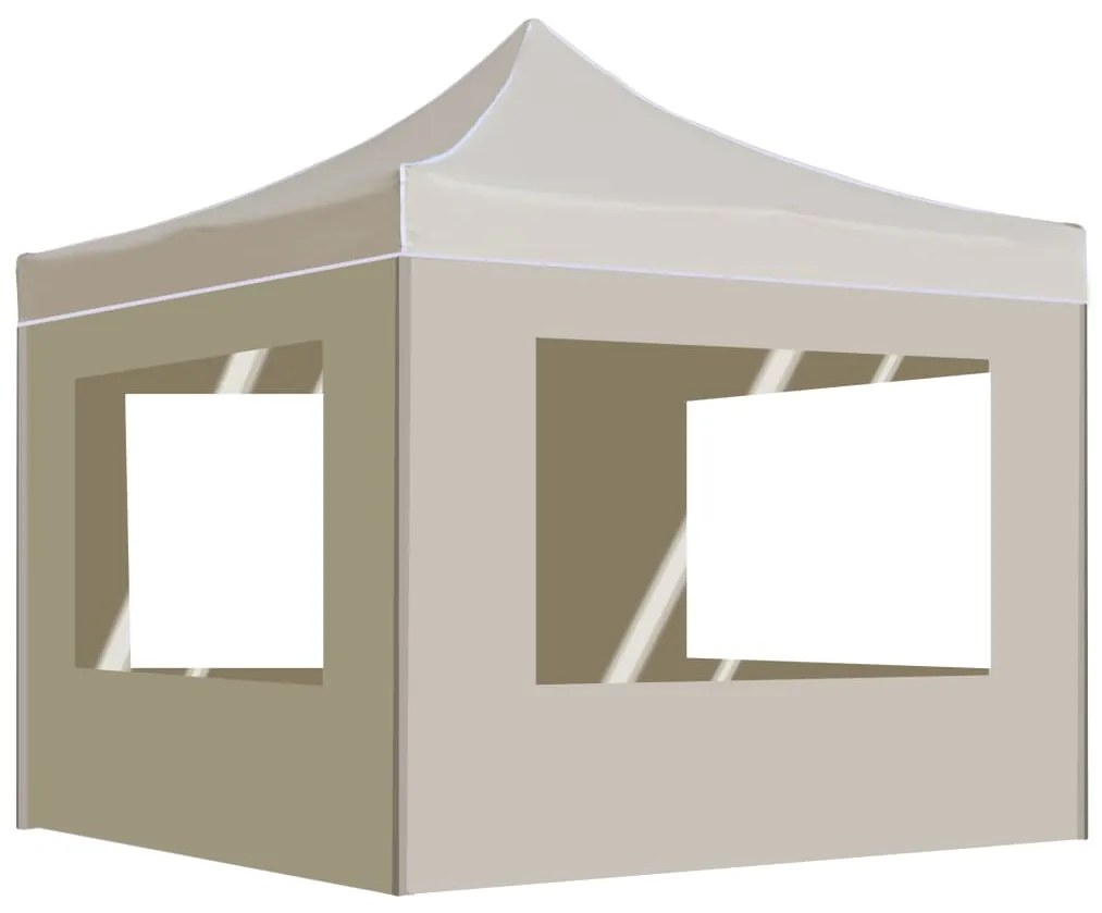 vidaXL Cort de petrecere pliabil cu pereți, crem, 2 x 2 m, aluminiu