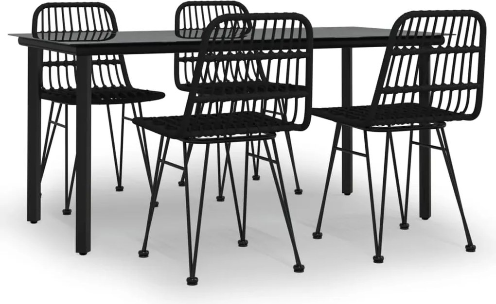 vidaXL Set mobilier de grădină, 5 piese, negru, poliratan