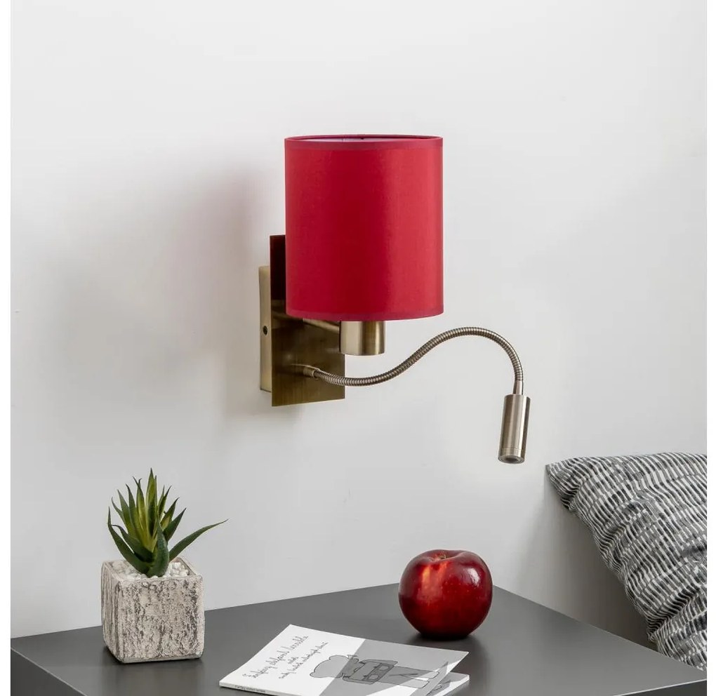 Lampă LED de perete Brilagi NUBILA 1xE27/25W/230V + LED/3W alamă/roșu Pompeian
