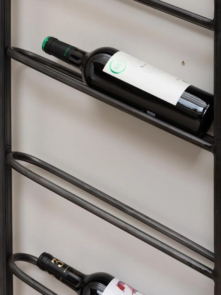 Suport de perete, pentru sticle de vin, din metal, Stim