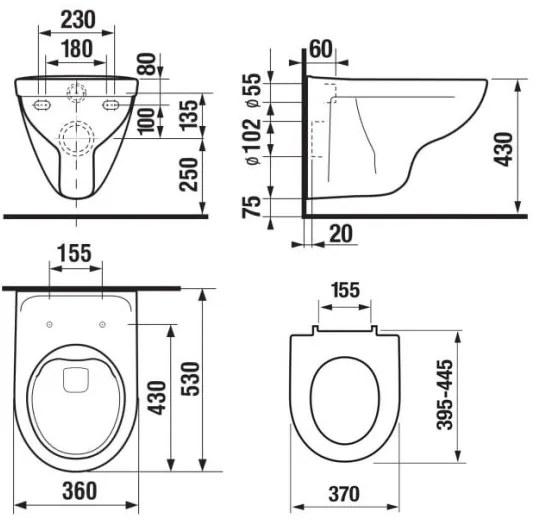 Vas WC suspendat JIKA LYRA H8663840000001 + capac WC SoftClose LYRA
