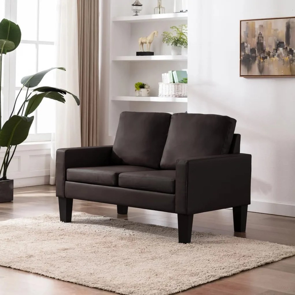 288754 vidaXL Canapea cu 2 locuri, maro, piele ecologică