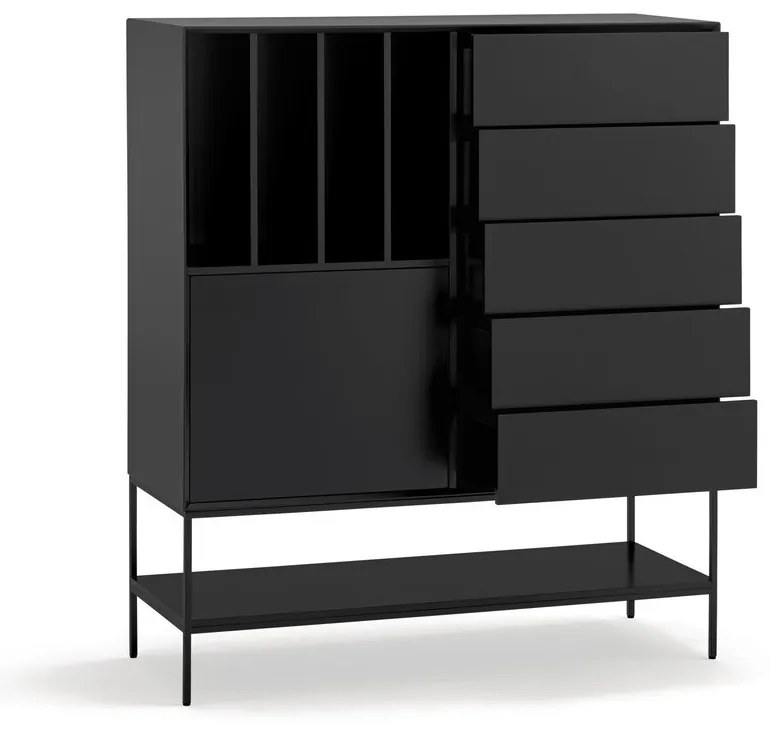 Dulap negru 120x140x45 cm Platt – Teulat