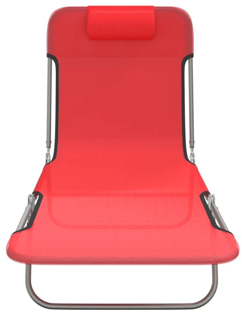 Sezlonguri pliante, 2 buc., rosu, textilena si otel