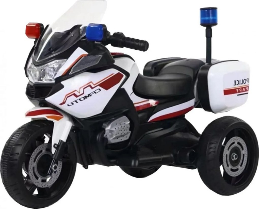 Motocicleta Electrica cu Acumulator Pentru Copii NOVOKIDS™ Police Motor, 2-6 ani, Max 30 kg, Cu Sunete si Lumini LED, Trotineta Electrica, 3 Roti,