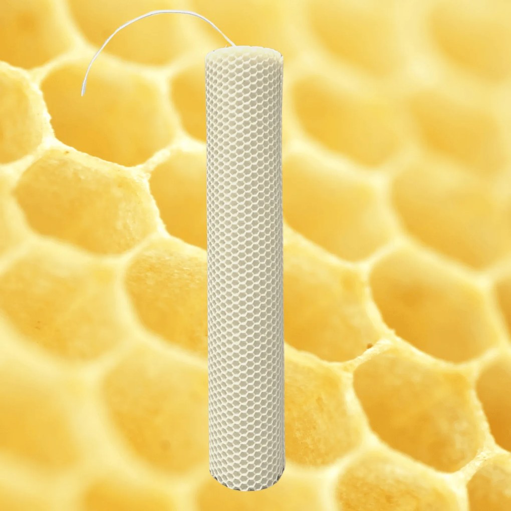 Lumanare naturala fagure din Ceara de Albine colorata - Ivory 4,5 cm, 40 cm