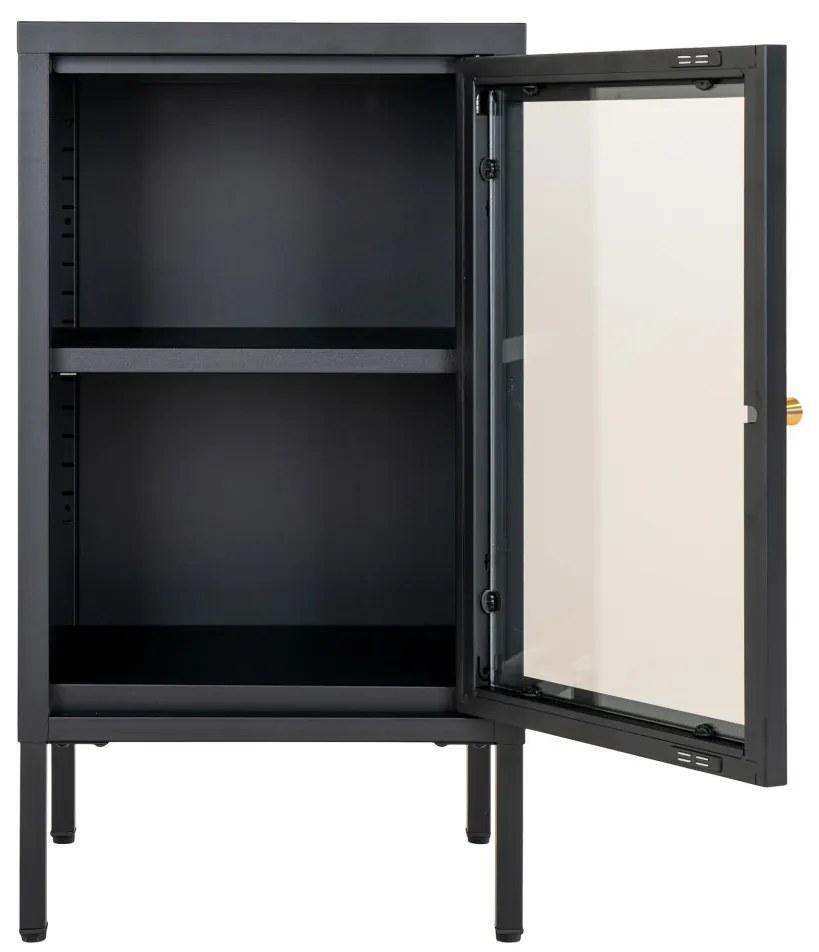 Vitrină Dalby, 1 ușă, oțel, negru 38x35x70 cm