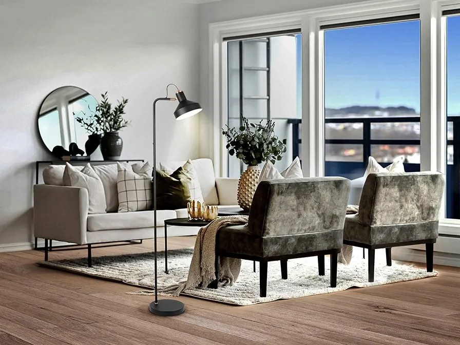 Lampadar/Lampa de podea din metal design moderm Irias negru/cupru
