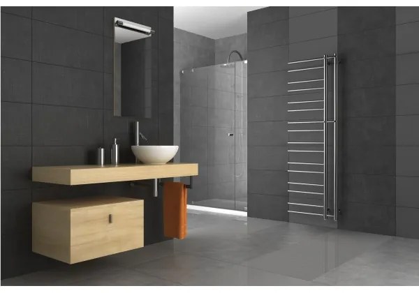 P.M.H. THEIA T2C-L - Radiator de baie tip scară, 352 W, 154 cm, racordare pe stânga, crom lucios
