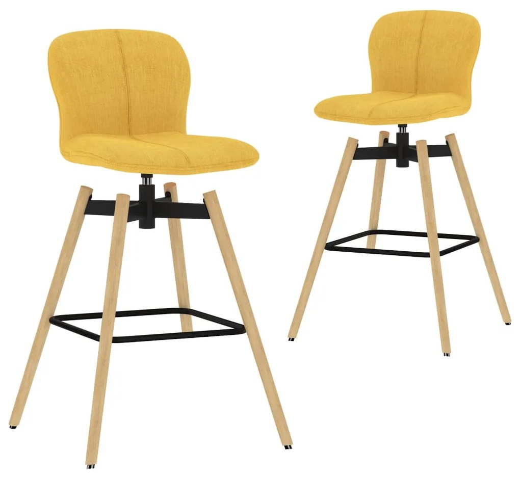 289479 vidaXL Scaune de bar pivotante, 2 buc., galben, material textil