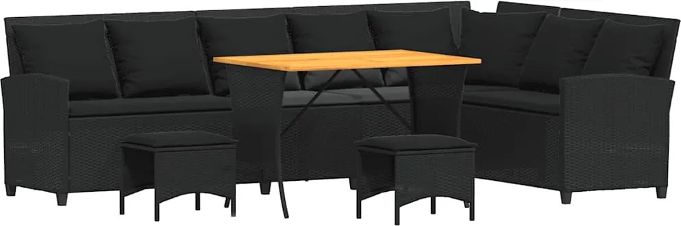 vidaXL Set canapea de grădină 4 piese cu perne, în formă de L negru