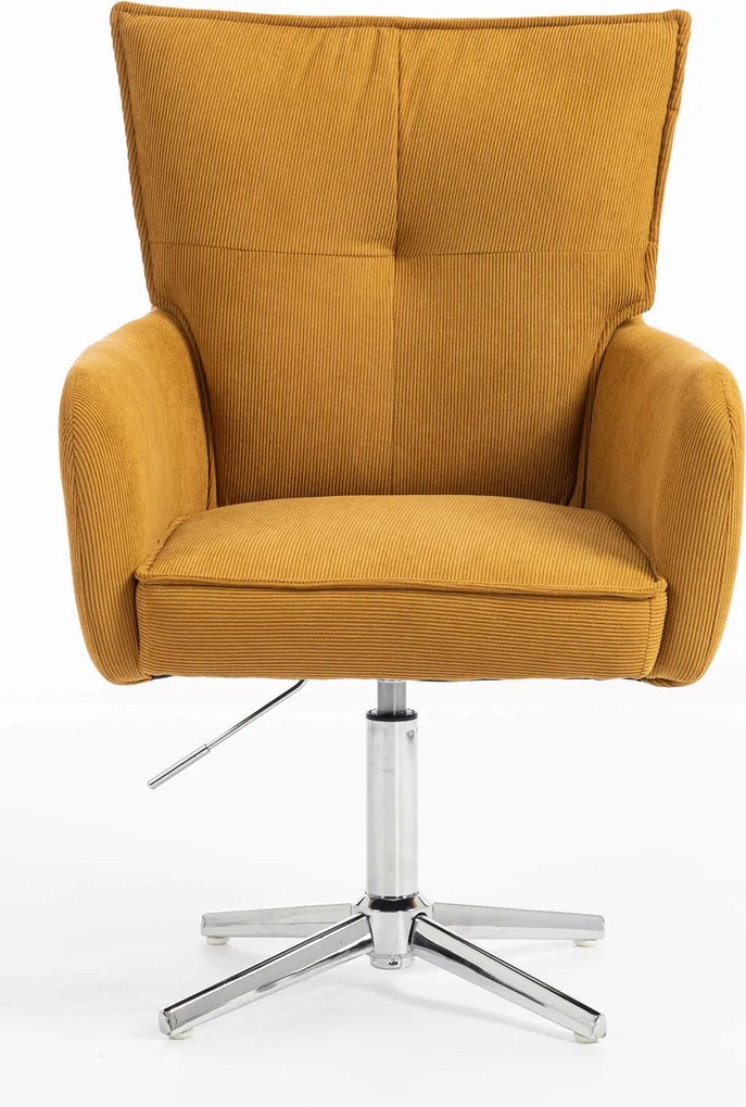 HR250CROSS Scaun Catifea Reiată Premium Ruloare Curry Galben Bază Cromata