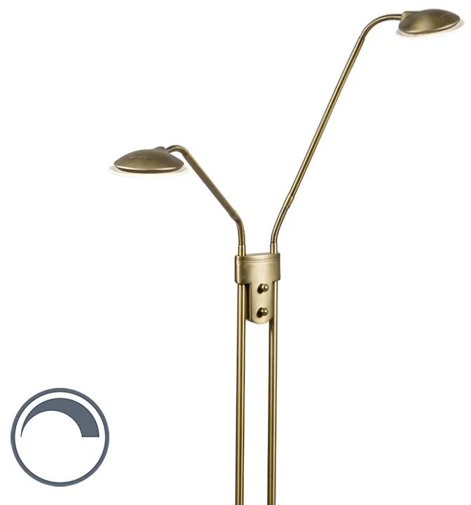 Lampă de podea modernă bronz cu lampă de lectură incl. LED - Eva