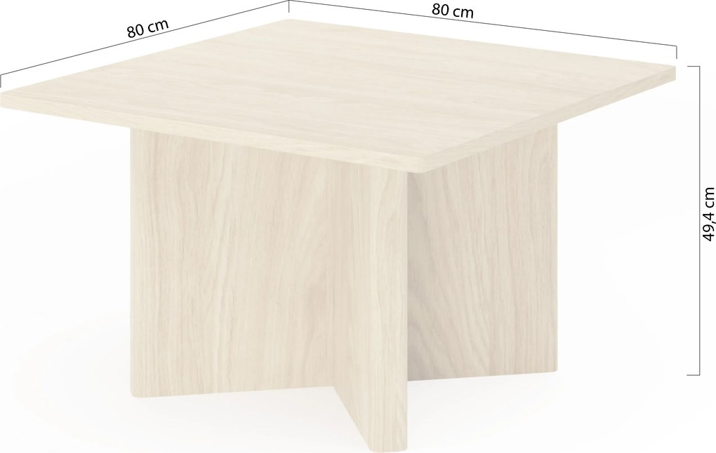 Măsuță de cafea pătrată Bellora 80 cm - stejar uleiat