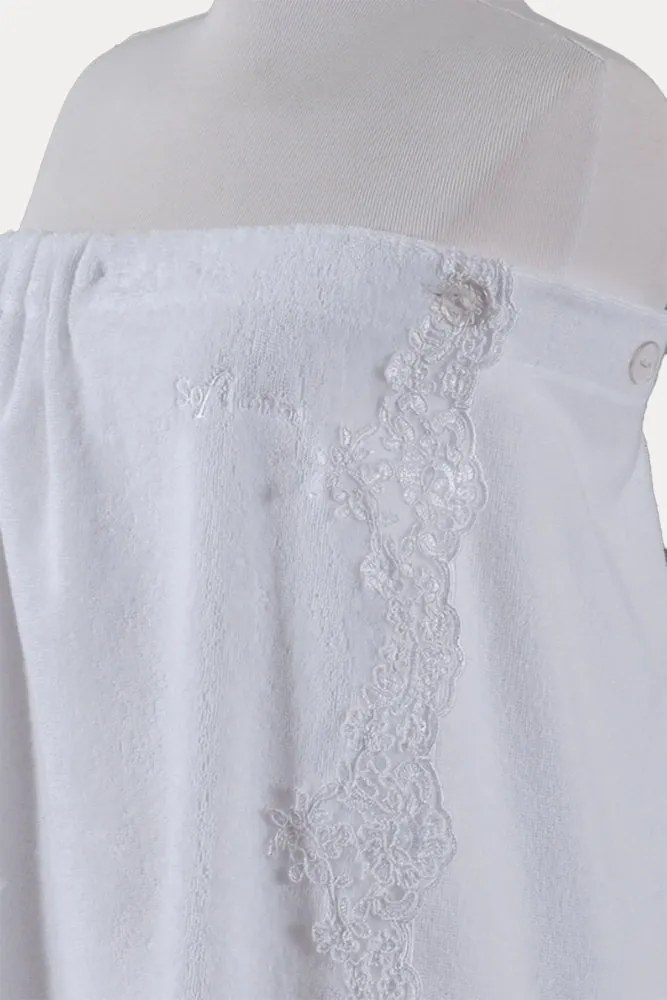 Set SAUNĂ pentru femei LIA în cutie cadou, 3 buc Mărime universală + prosop + Papuci de casa 40/42 Alb / White
