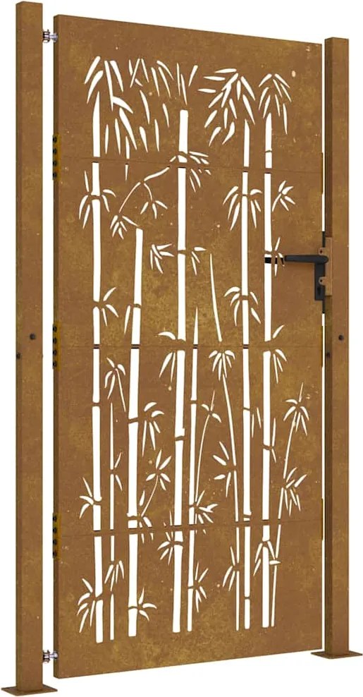 vidaXL Poartă de grădină 100x200 cm, oțel corten, design bambus