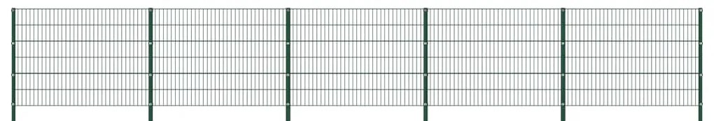 vidaXL Panou de gard cu stâlpi din fier, verde, 867x120 cm
