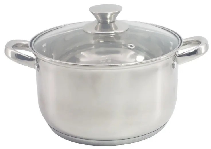 Oala cu capac Rosberg R51210L26, 26 cm, 7,6 l, Inductie, Inox