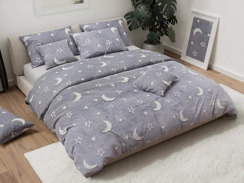 Lenjerie cocolino luminoasa BIG MOON gri Dimensiune lenjerie de pat: 70 x 90 cm | 140 x 200 cm