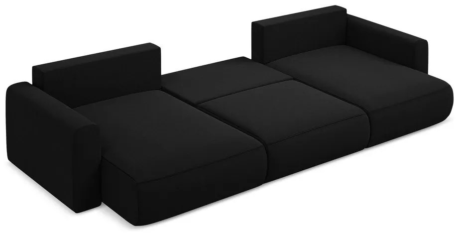 Colțar negru extensibil/cu spațiu de depozitare cu tapițerie din catifea (în formă de "U") Kapua – Makamii