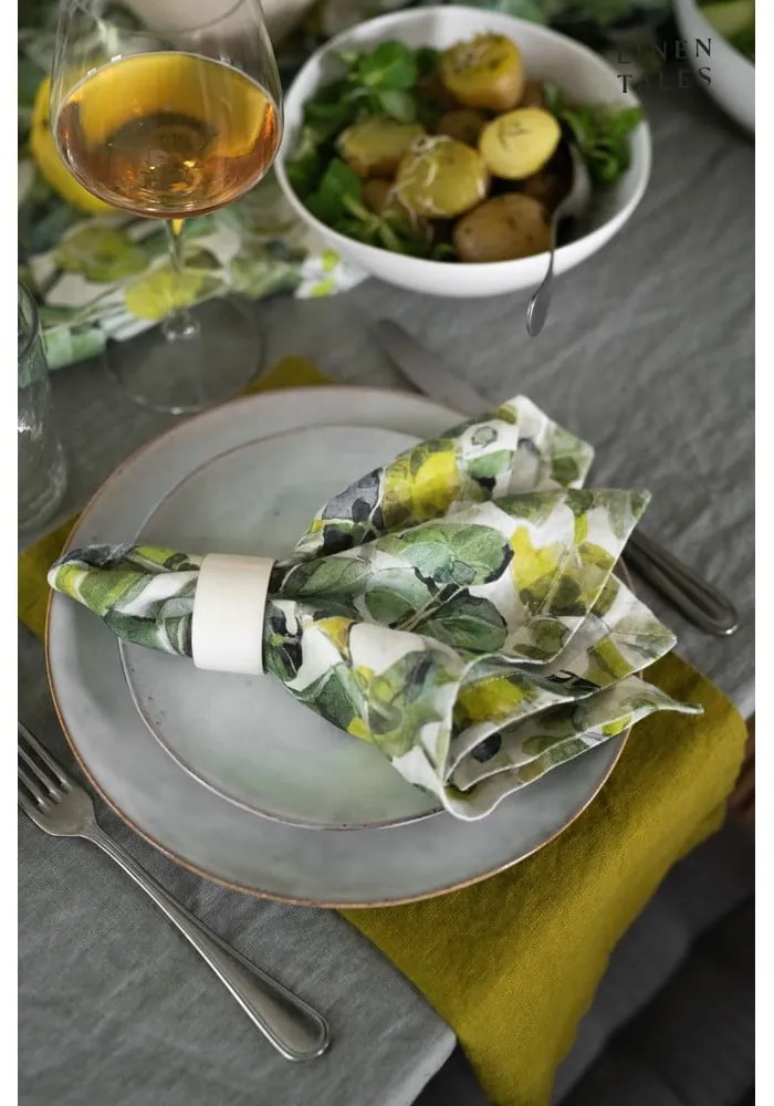 Coasters verde 4 buc. din material textil Lotus – Linen Tales