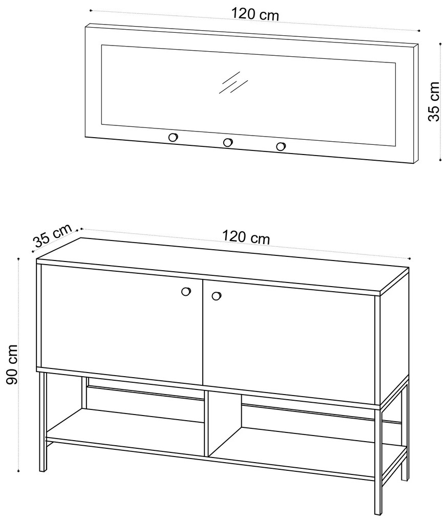 Set mobilier pentru hol Block (Stejar safir). 1072722