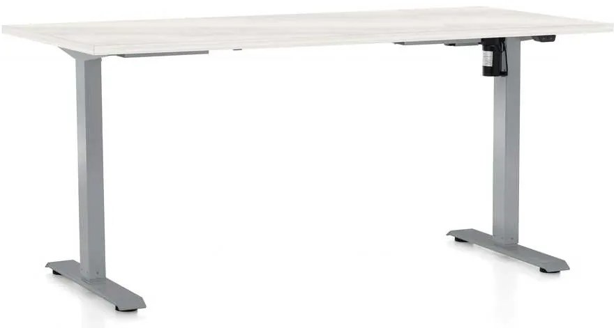 Masă înălțime reglabilă OfficeTech A, 160 x 80 cm, picioare gri, frasin alb