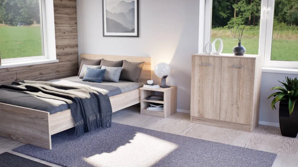 Comodă Miami cu 2 uși 80x92 cm stejar sonoma-stejar sonoma