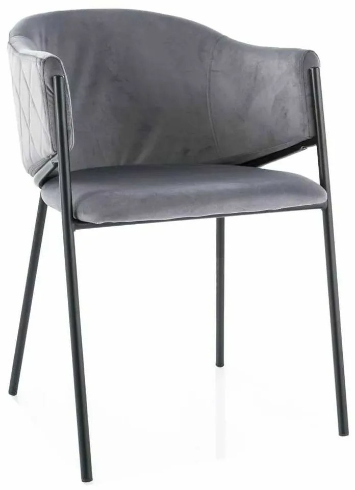 Scaun de bucătărie Serilda Velvet, gri / negru