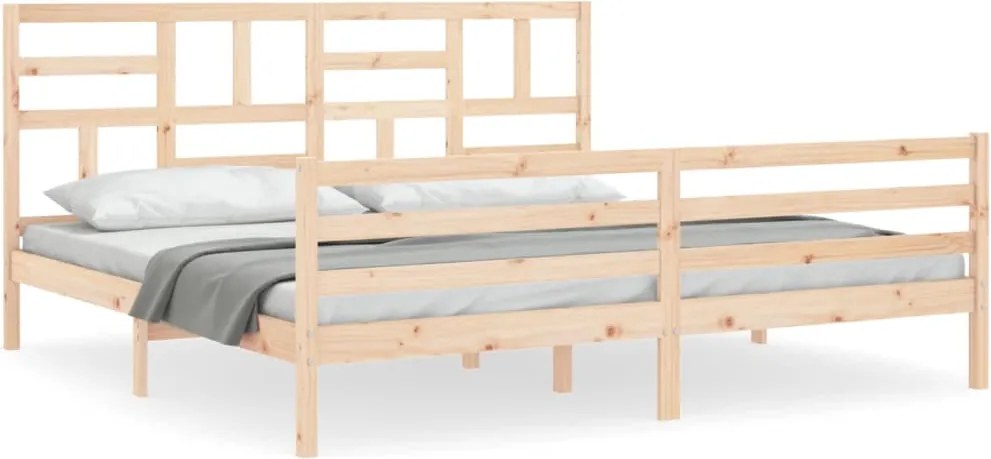 vidaXL Cadru de pat cu tăblie Super King Size, lemn masiv