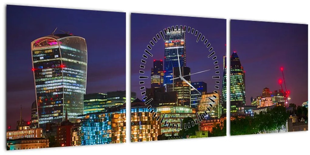 Tablou - Londra seara (cu ceas) (90x30 cm)