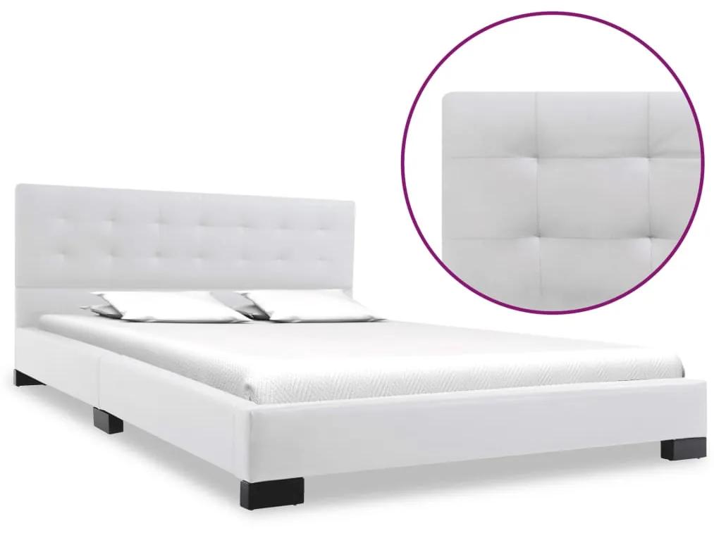 280634 vidaXL Cadru de pat, alb, 140 x 200 cm, piele artificială