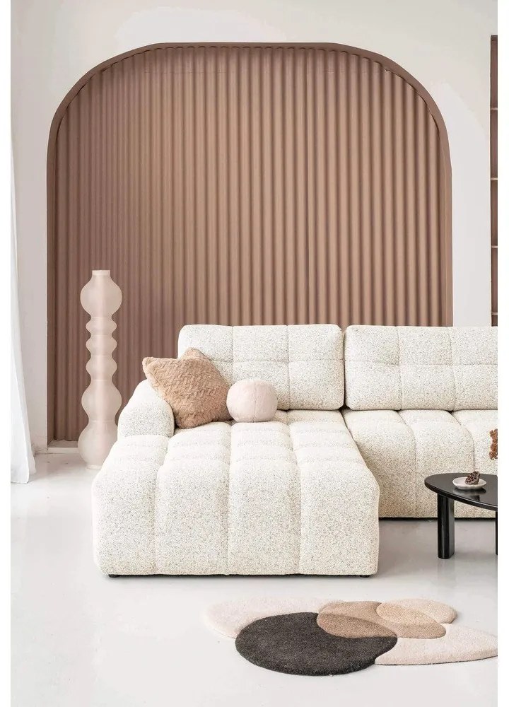 Colțar modular crem extensibil/cu spațiu de depozitare (cu colț pe partea stângă) Lulu – Miuform