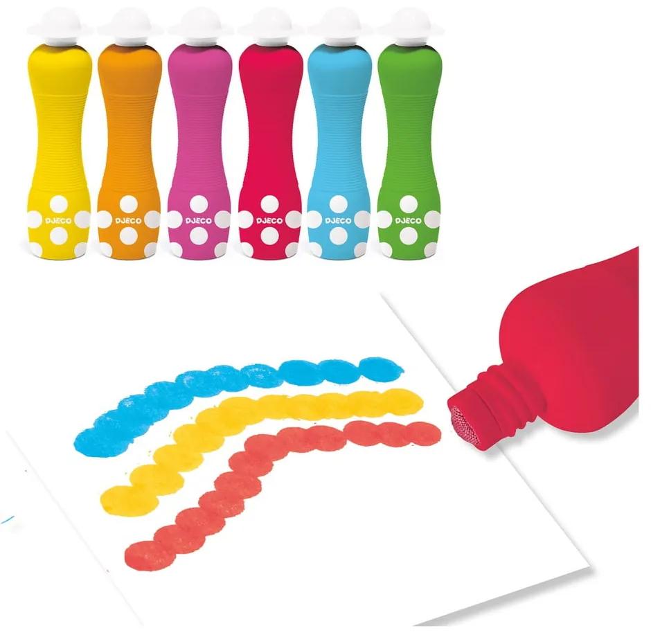 Set 6 culori pentru degete cu aplicator Djeco