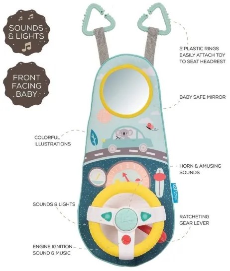 Taf Toys - Volan auto suspendat Koala, 2xAA baterii