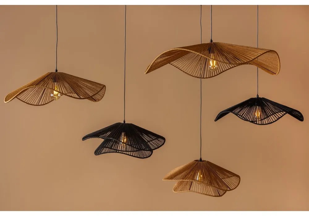 Lustră neagră cu abajur din sfoară din hârtie ø 62 cm Sombra – Leitmotiv