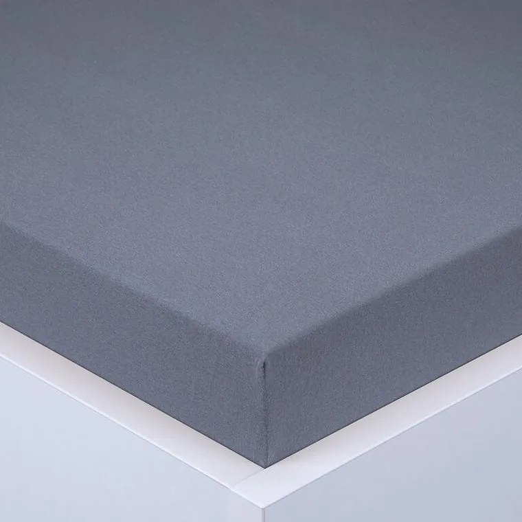 decoDoma Cearşaf cu elastic jersey EXCLUSIVE antracit set 2 buc 90 x 200 cm