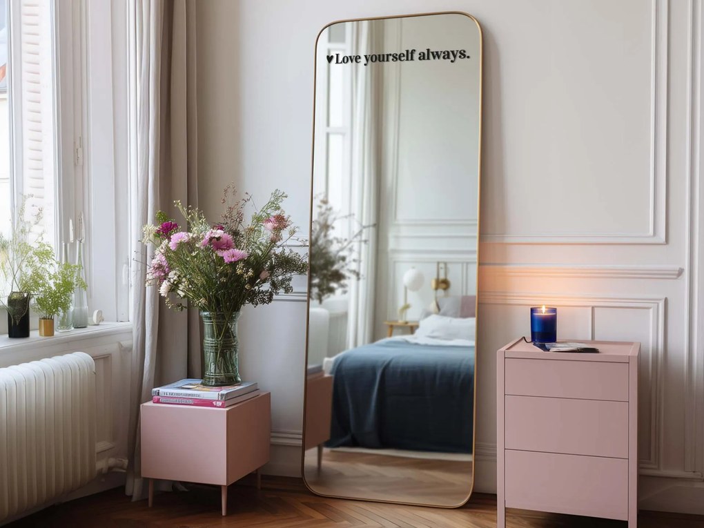 Autocolant pentru oglindă S36 – Love yourself always. 39x3,8
