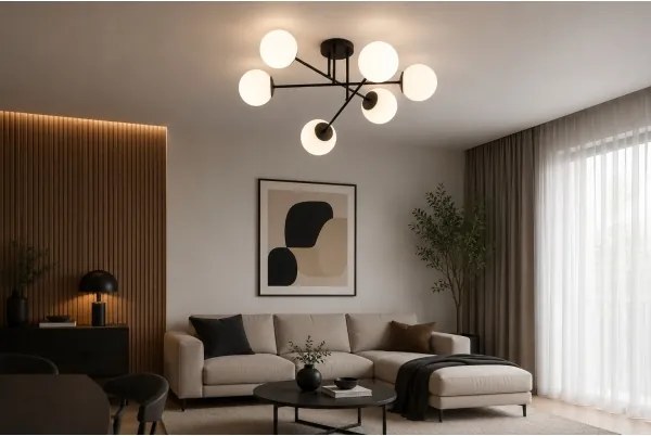 Brilagi - Lustru aplicat MILO 6xE27/60W/230V negru