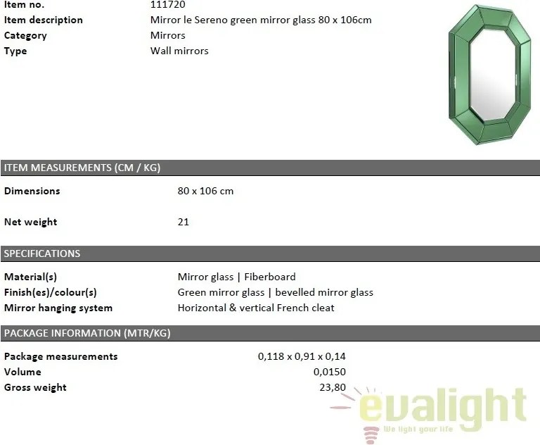 Oglinda decorativa eleganta Le Sereno, verde 111720 HZ