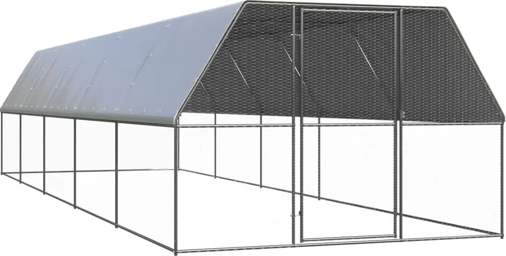 vidaXL Coteț de păsări pentru exterior, 3x10x2 m, oțel galvanizat