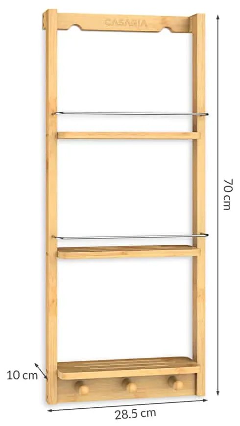 Raft suspendat pentru baie BAMBOO, 28,5x10x70cm, 3 rafturi, maro Casaria