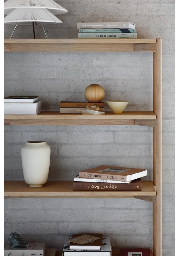 Bibliotecă în culoare naturală cu aspect de lemn de stejar 86x160x30 cm Braidwood – Actona