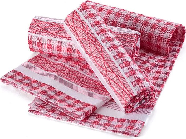 Prosoape de bucătărie din bumbac jacquard roșu 50 x 70 cm 3 buc