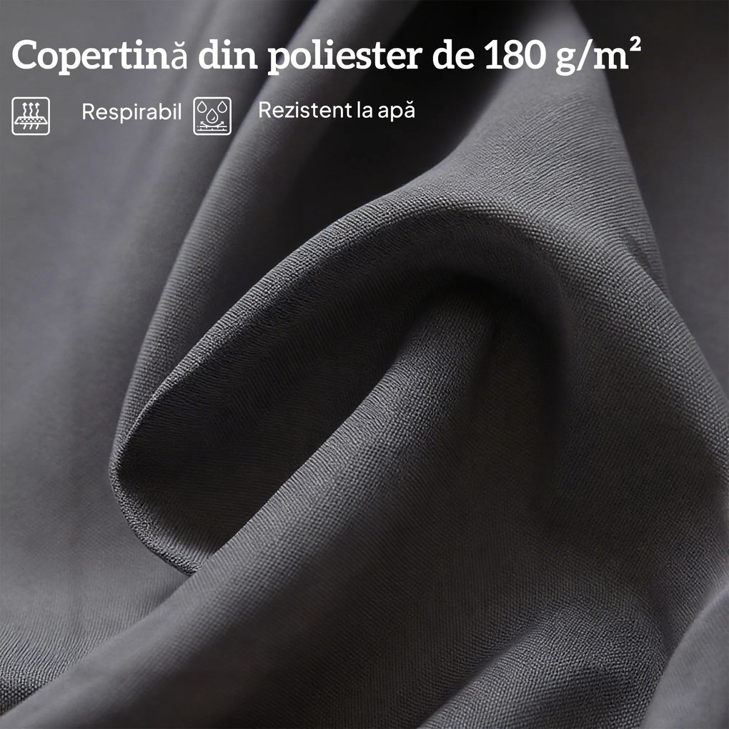 Outsunny Umbrelă Dublă pentru Grădină 455x265x238 cm, Parasolar Mare cu Manivelă Manuală, Rezistentă la Apă, Protecție Solară Gri | Aosom Romania