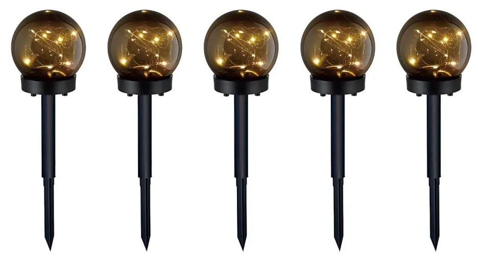 SET 5x lampă LED solară 5xLED/0,12W/1,2V 3000K IP44 negru