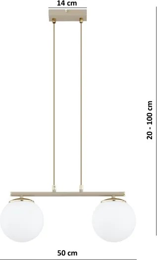 Brilagi - Lustră pe cablu MILO 2xE27/60W/230V bej/auriu