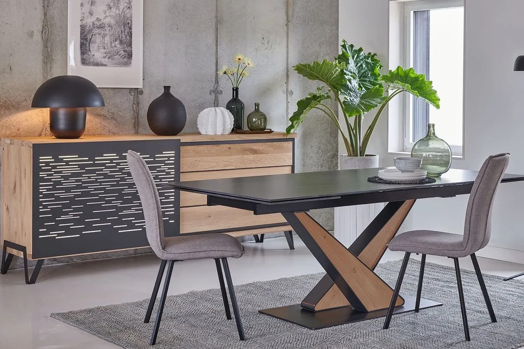 Comodă stejar masiv Edge Multiple Dimensiuni - 225 x 50 x 94 cm, Tabac