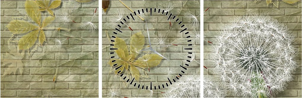 Tablou - Păpădii suflate de vânt (cu ceas) (90x30 cm)