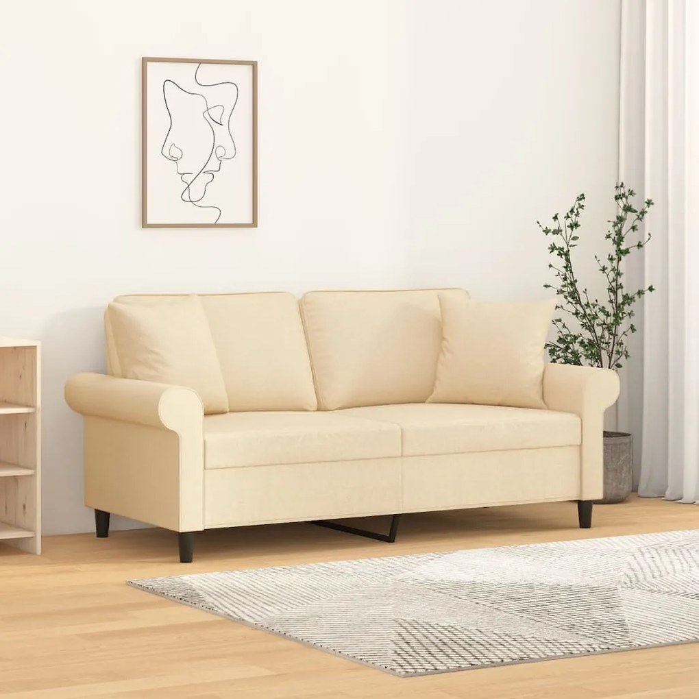 3153243 vidaXL Canapea cu 2 locuri cu perne&pernuțe crem 140 cm textil